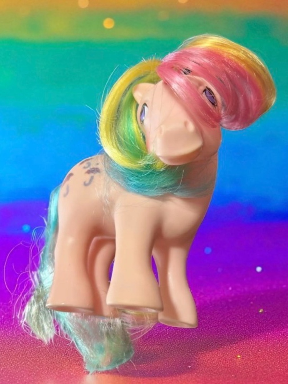 MLP My Little Pony G1 Parasol Rainbow Umbrella 1983 Vintage Pink Earth Pony